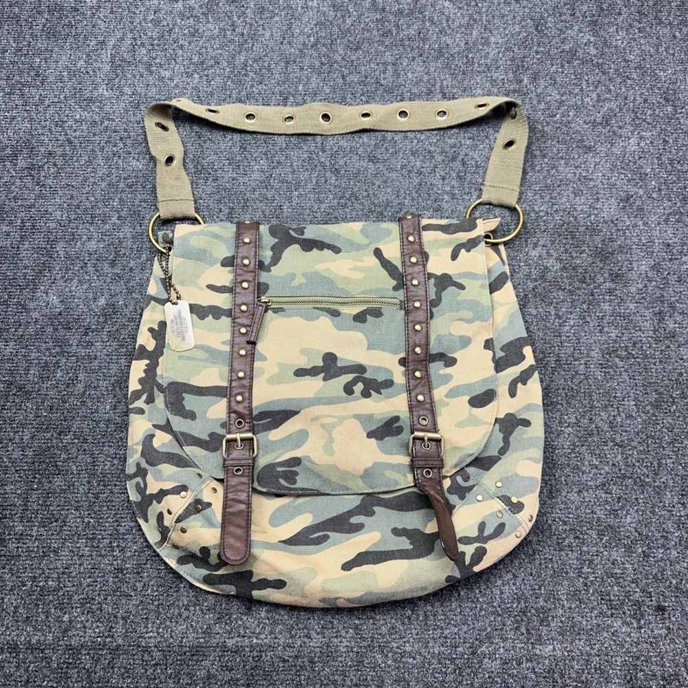 Fashion Express Camo Messenger Bag Bomber Babe Studded Canvas Crossbody